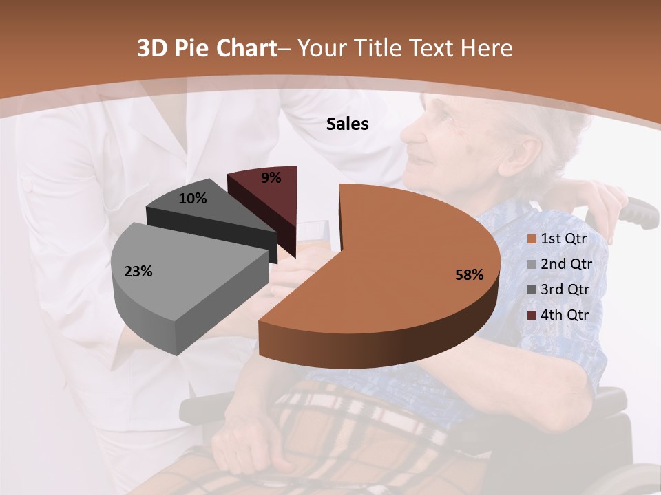 Health Care Worker And Elderly Woman In Wheelchair Needs Help PowerPoint Template