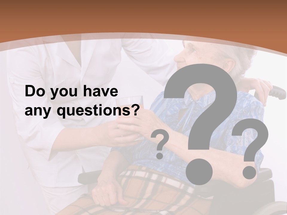 Health Care Worker And Elderly Woman In Wheelchair Needs Help PowerPoint Template