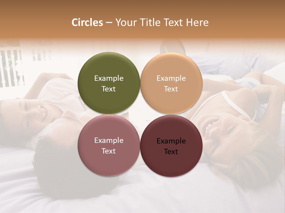 Man Lying In Bed With Two Young Girls Smiling PowerPoint Template