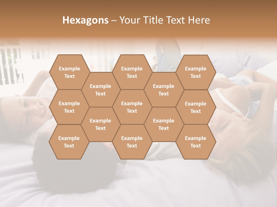 Man Lying In Bed With Two Young Girls Smiling PowerPoint Template