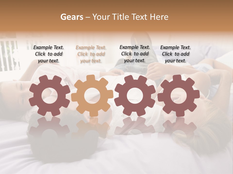 Man Lying In Bed With Two Young Girls Smiling PowerPoint Template