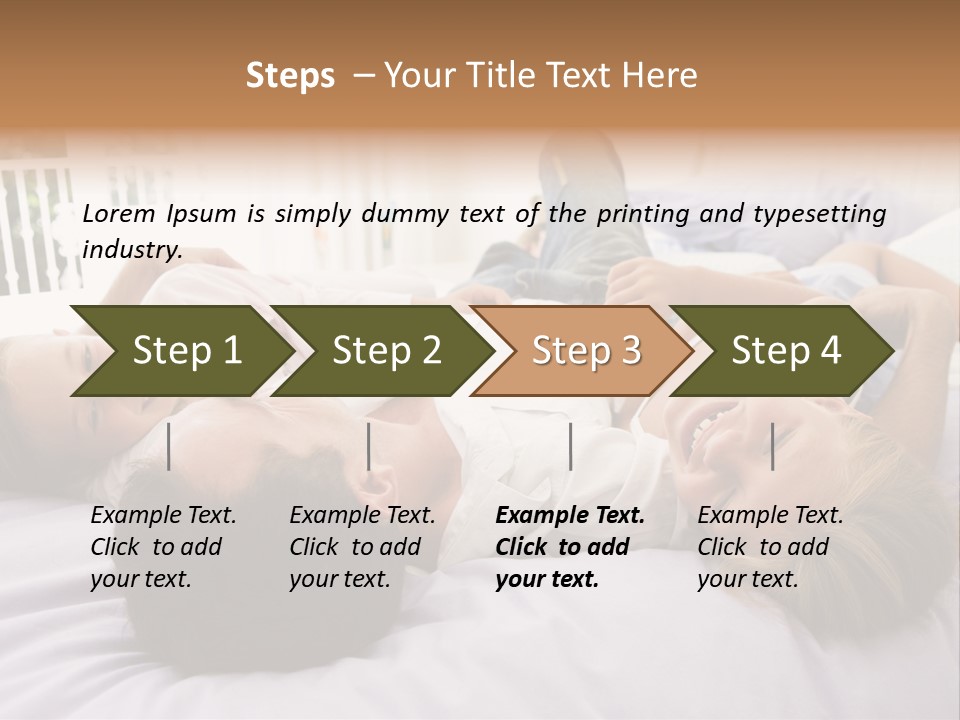 Man Lying In Bed With Two Young Girls Smiling PowerPoint Template