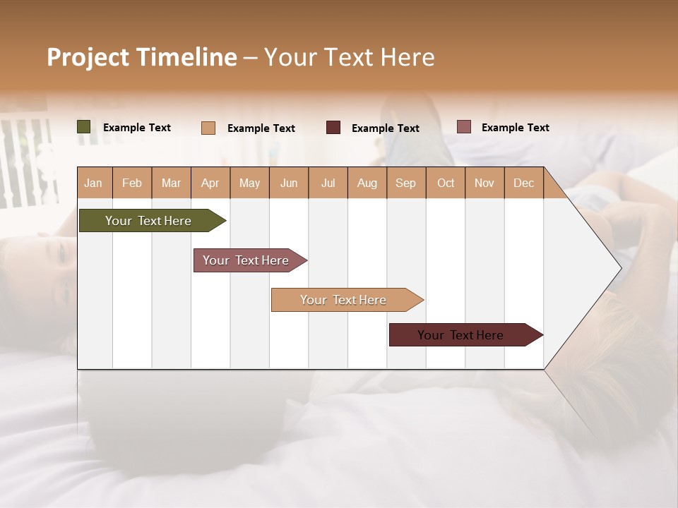 Man Lying In Bed With Two Young Girls Smiling PowerPoint Template