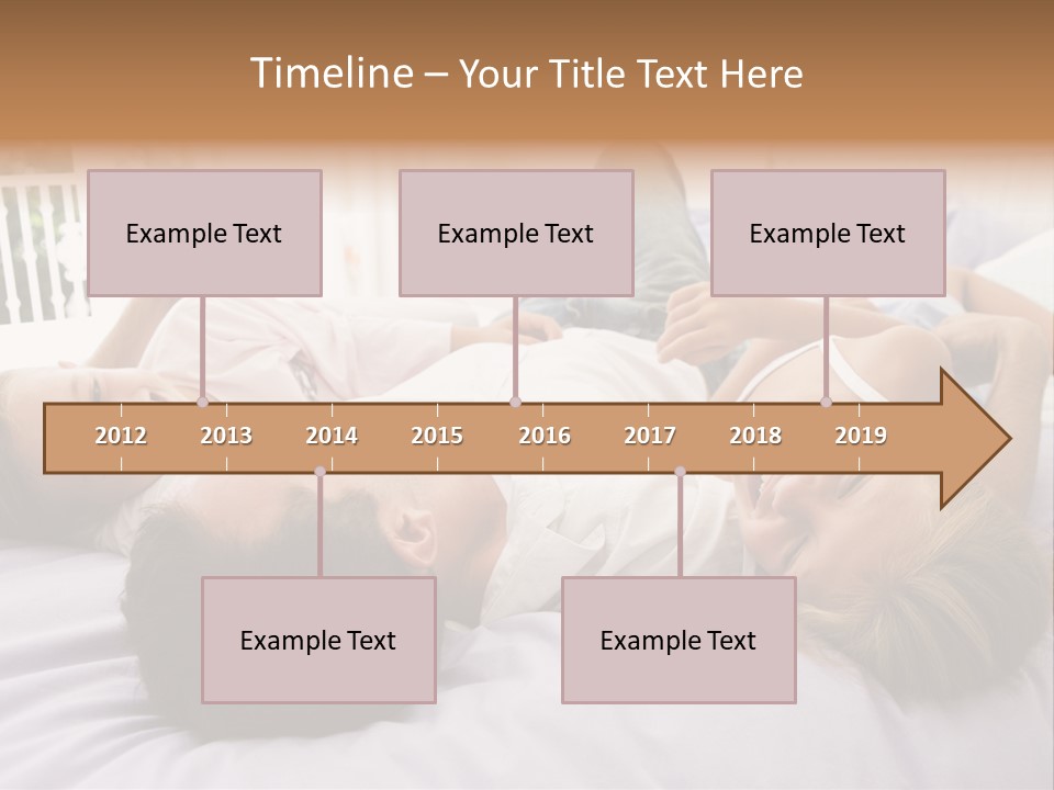 Man Lying In Bed With Two Young Girls Smiling PowerPoint Template
