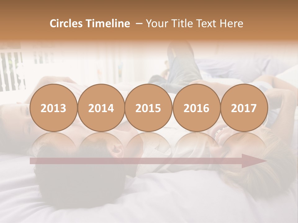 Man Lying In Bed With Two Young Girls Smiling PowerPoint Template