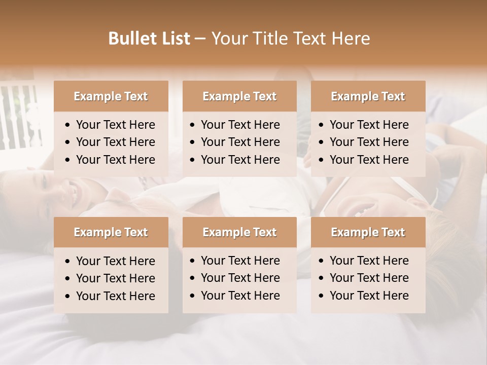 Man Lying In Bed With Two Young Girls Smiling PowerPoint Template