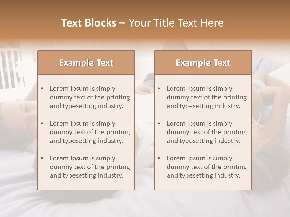 Man Lying In Bed With Two Young Girls Smiling PowerPoint Template