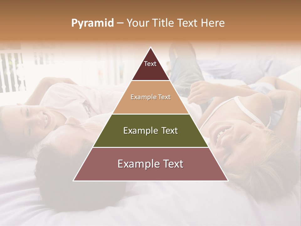 Man Lying In Bed With Two Young Girls Smiling PowerPoint Template