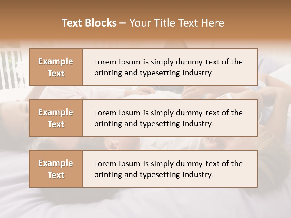 Man Lying In Bed With Two Young Girls Smiling PowerPoint Template