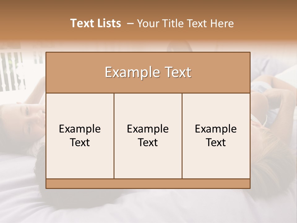 Man Lying In Bed With Two Young Girls Smiling PowerPoint Template