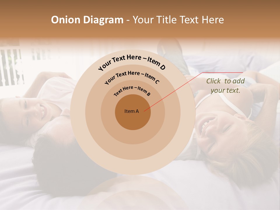 Man Lying In Bed With Two Young Girls Smiling PowerPoint Template
