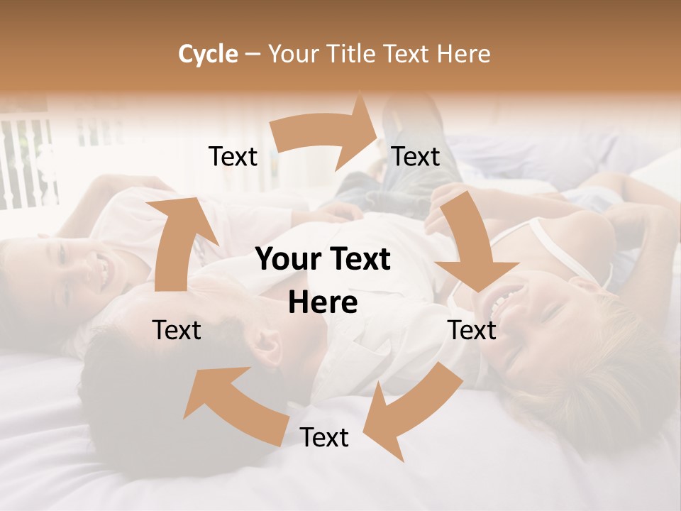 Man Lying In Bed With Two Young Girls Smiling PowerPoint Template