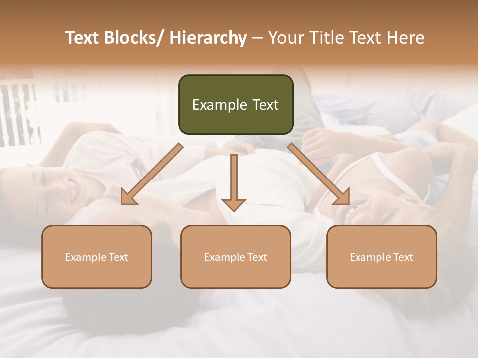Man Lying In Bed With Two Young Girls Smiling PowerPoint Template