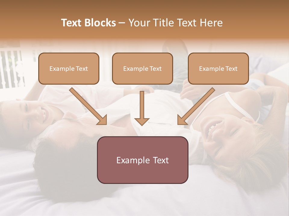 Man Lying In Bed With Two Young Girls Smiling PowerPoint Template