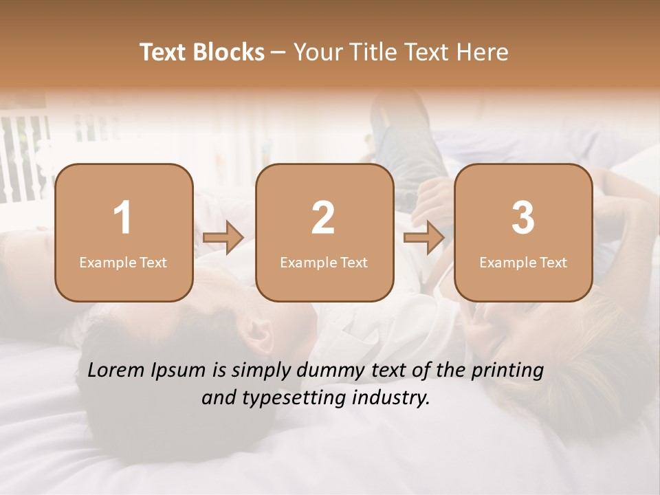Man Lying In Bed With Two Young Girls Smiling PowerPoint Template
