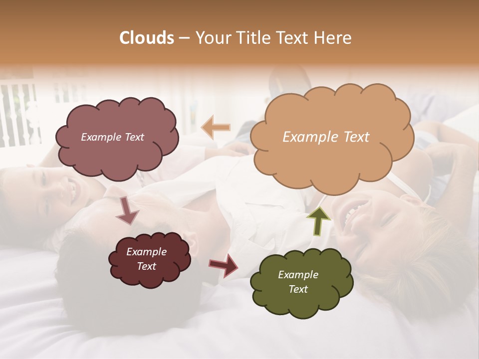 Man Lying In Bed With Two Young Girls Smiling PowerPoint Template