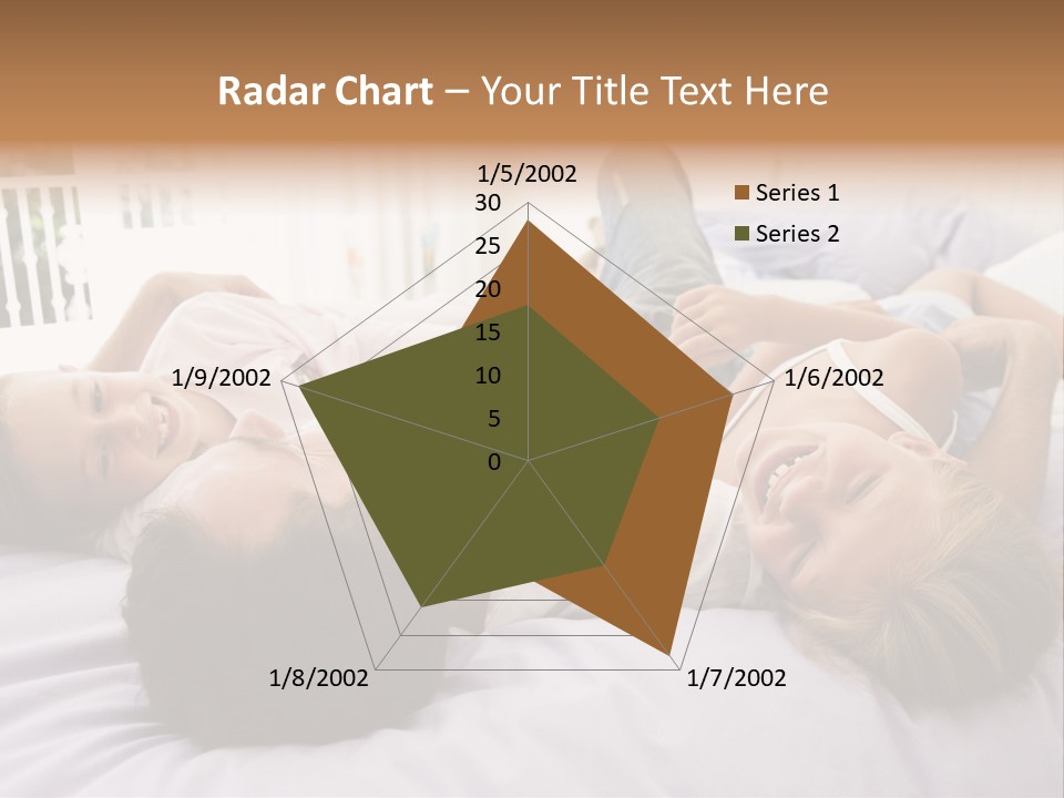 Man Lying In Bed With Two Young Girls Smiling PowerPoint Template