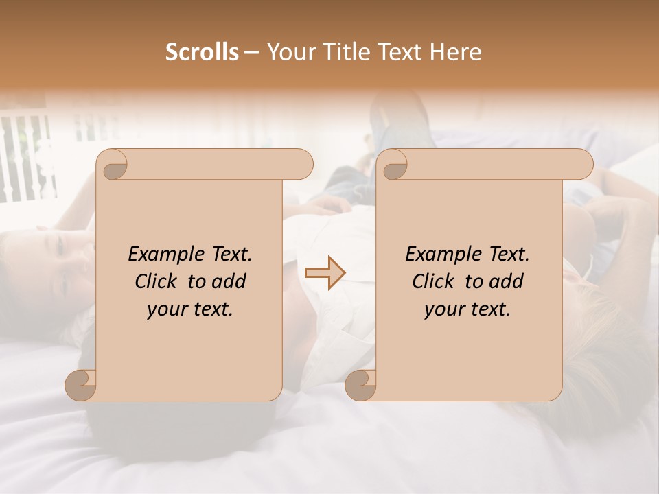 Man Lying In Bed With Two Young Girls Smiling PowerPoint Template