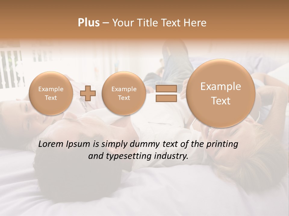 Man Lying In Bed With Two Young Girls Smiling PowerPoint Template