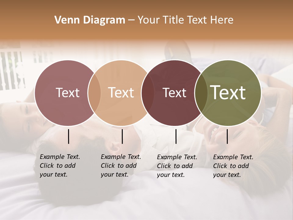 Man Lying In Bed With Two Young Girls Smiling PowerPoint Template