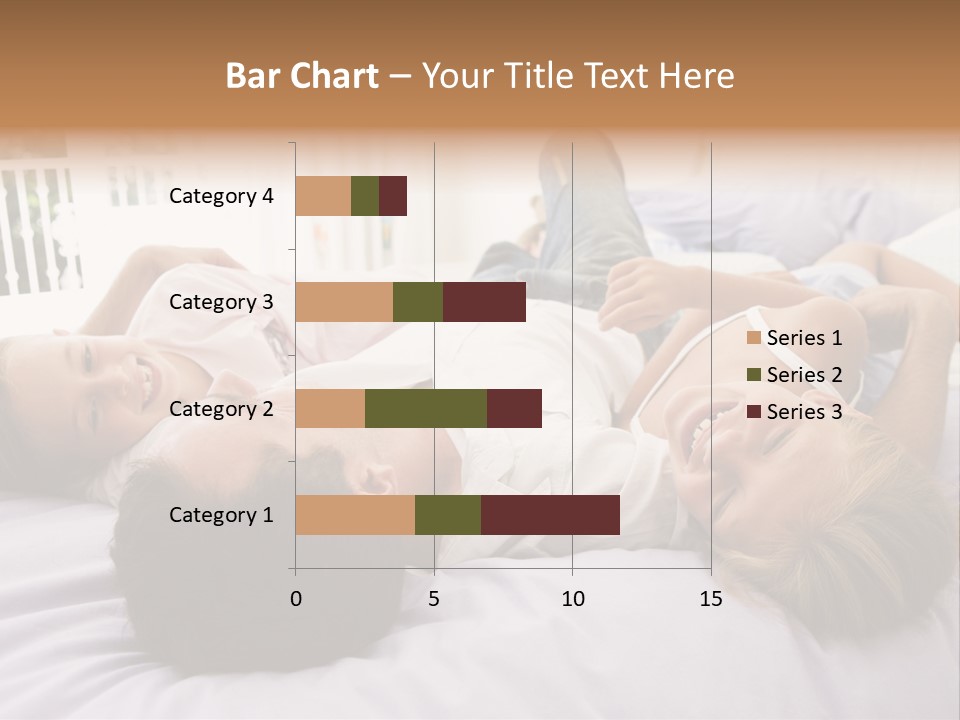 Man Lying In Bed With Two Young Girls Smiling PowerPoint Template