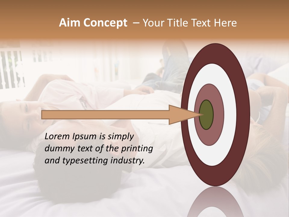 Man Lying In Bed With Two Young Girls Smiling PowerPoint Template