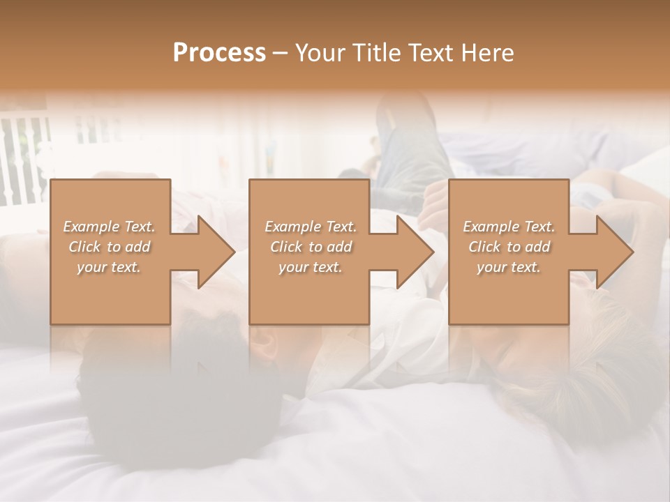 Man Lying In Bed With Two Young Girls Smiling PowerPoint Template