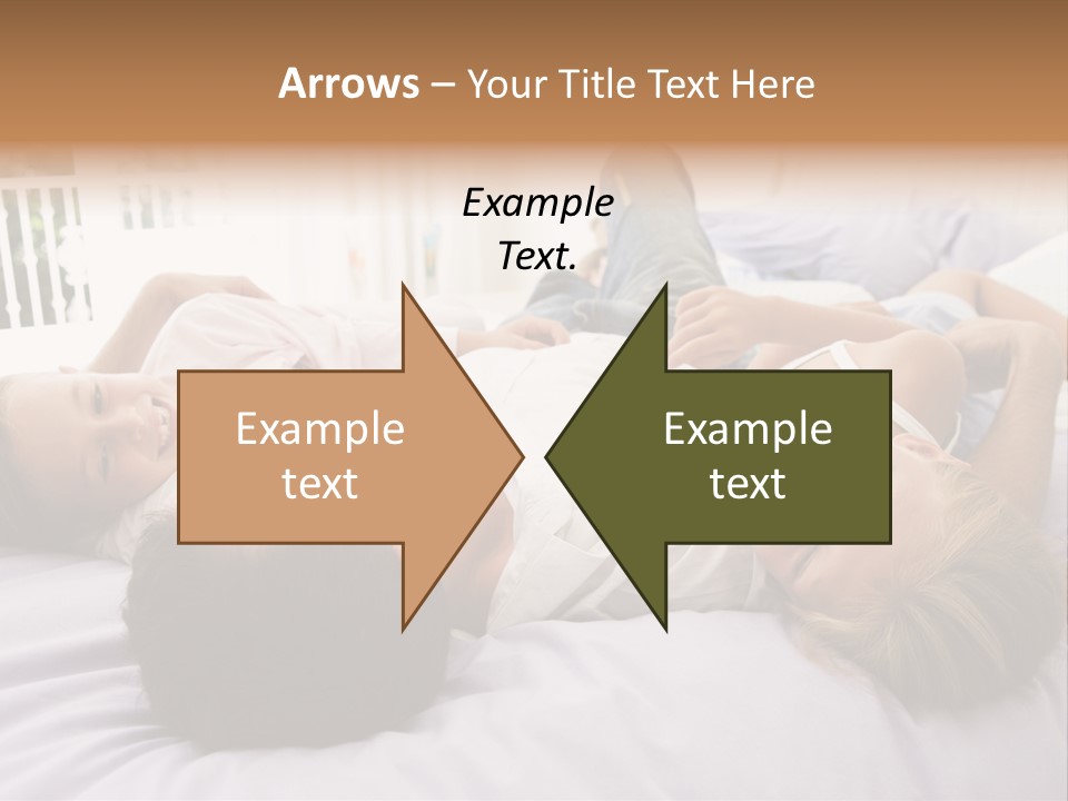 Man Lying In Bed With Two Young Girls Smiling PowerPoint Template