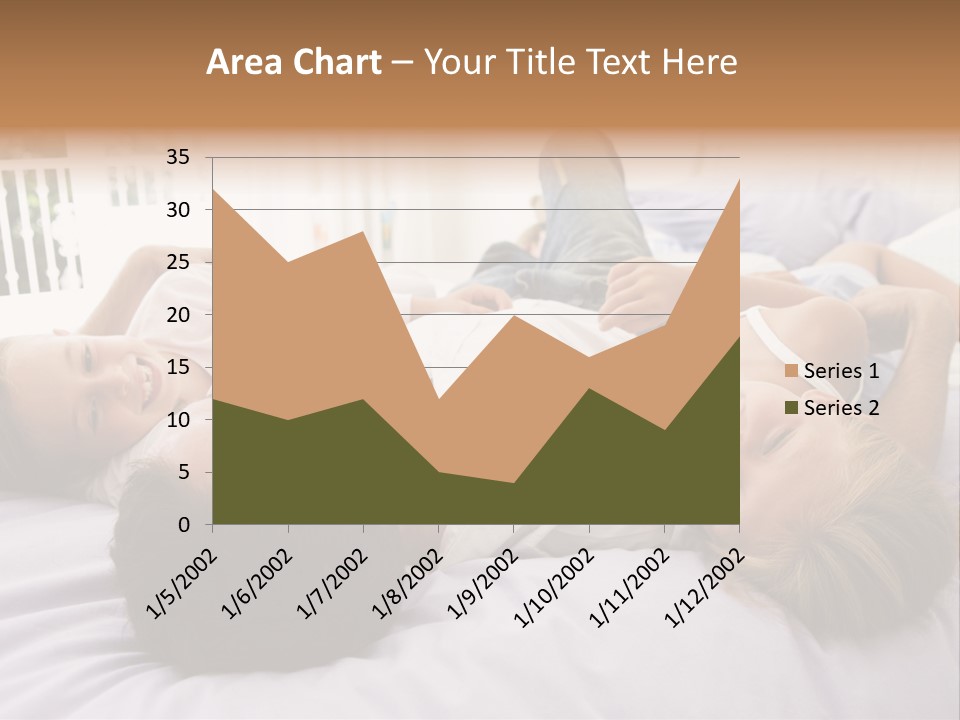Man Lying In Bed With Two Young Girls Smiling PowerPoint Template