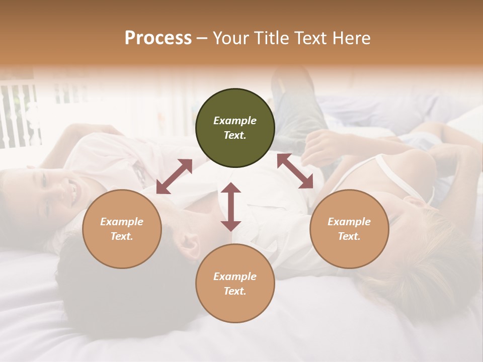 Man Lying In Bed With Two Young Girls Smiling PowerPoint Template