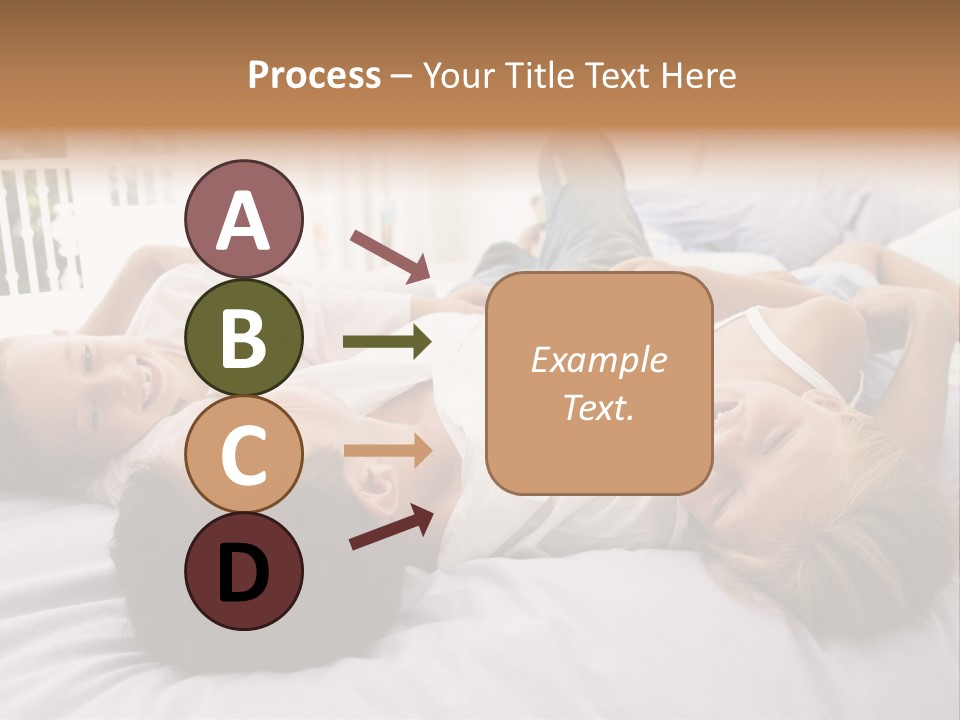 Man Lying In Bed With Two Young Girls Smiling PowerPoint Template