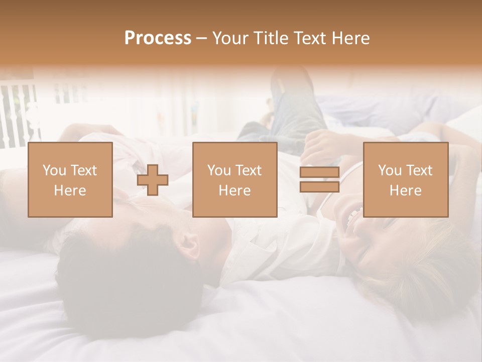 Man Lying In Bed With Two Young Girls Smiling PowerPoint Template