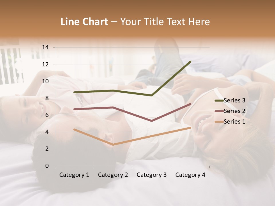 Man Lying In Bed With Two Young Girls Smiling PowerPoint Template