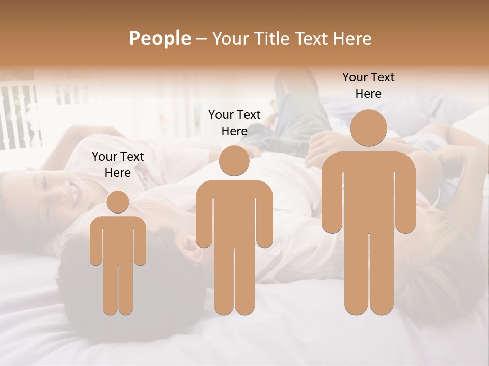 Man Lying In Bed With Two Young Girls Smiling PowerPoint Template