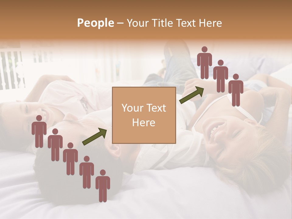 Man Lying In Bed With Two Young Girls Smiling PowerPoint Template