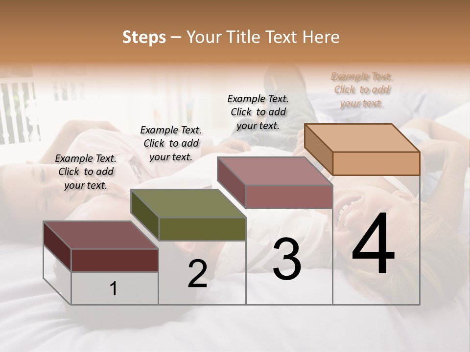Man Lying In Bed With Two Young Girls Smiling PowerPoint Template