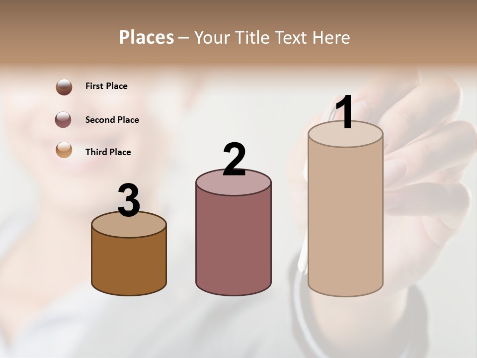 Photo Of Happy Woman├В??S Hand Holding New Key And Pointing It At Camera PowerPoint Template