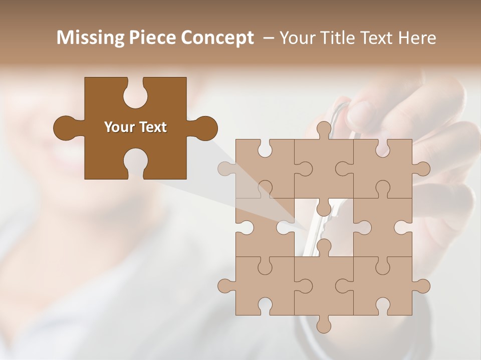 Photo Of Happy Woman├В??S Hand Holding New Key And Pointing It At Camera PowerPoint Template