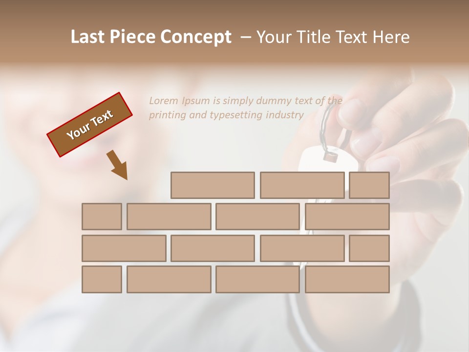 Photo Of Happy Woman├В??S Hand Holding New Key And Pointing It At Camera PowerPoint Template