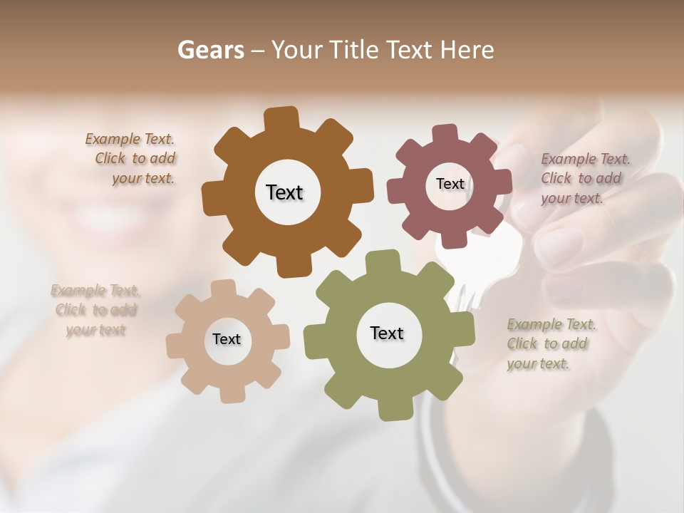 Photo Of Happy Woman├В??S Hand Holding New Key And Pointing It At Camera PowerPoint Template