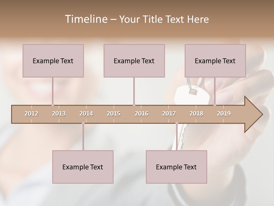 Photo Of Happy Woman├В??S Hand Holding New Key And Pointing It At Camera PowerPoint Template