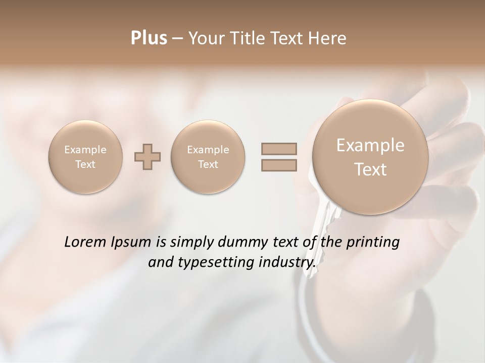 Photo Of Happy Woman├В??S Hand Holding New Key And Pointing It At Camera PowerPoint Template