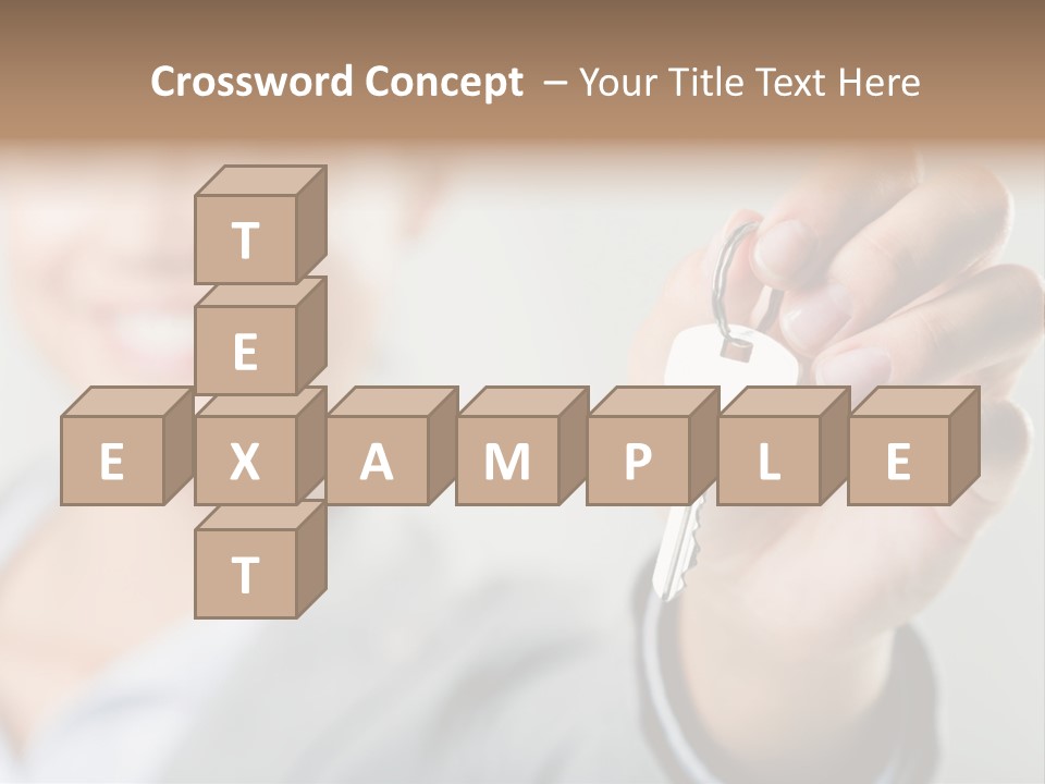 Photo Of Happy Woman├В??S Hand Holding New Key And Pointing It At Camera PowerPoint Template