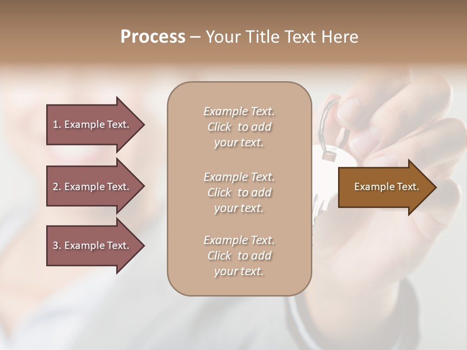 Photo Of Happy Woman├В??S Hand Holding New Key And Pointing It At Camera PowerPoint Template
