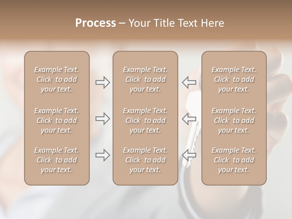 Photo Of Happy Woman├В??S Hand Holding New Key And Pointing It At Camera PowerPoint Template