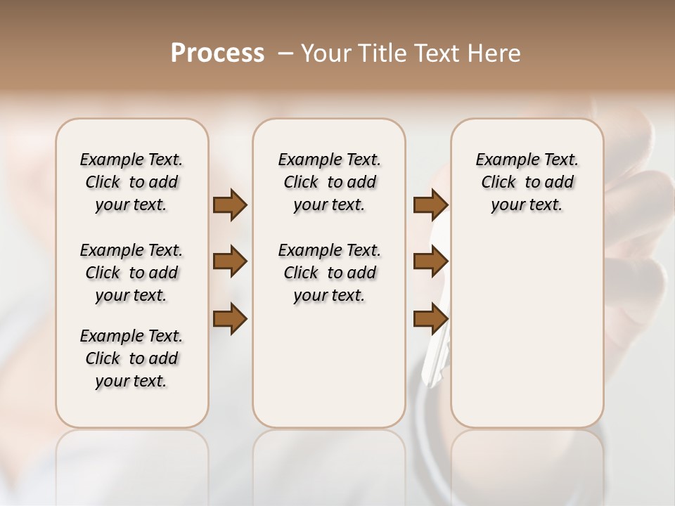 Photo Of Happy Woman├В??S Hand Holding New Key And Pointing It At Camera PowerPoint Template
