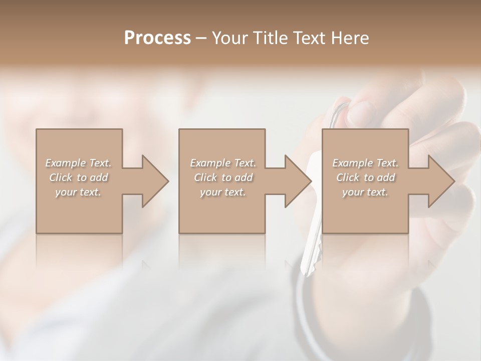 Photo Of Happy Woman├В??S Hand Holding New Key And Pointing It At Camera PowerPoint Template