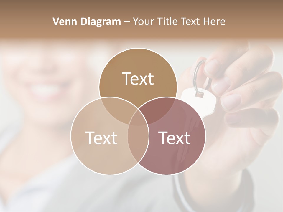 Photo Of Happy Woman├В??S Hand Holding New Key And Pointing It At Camera PowerPoint Template