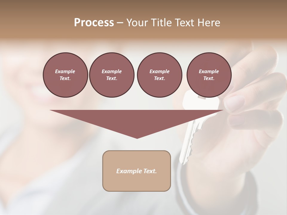 Photo Of Happy Woman├В??S Hand Holding New Key And Pointing It At Camera PowerPoint Template