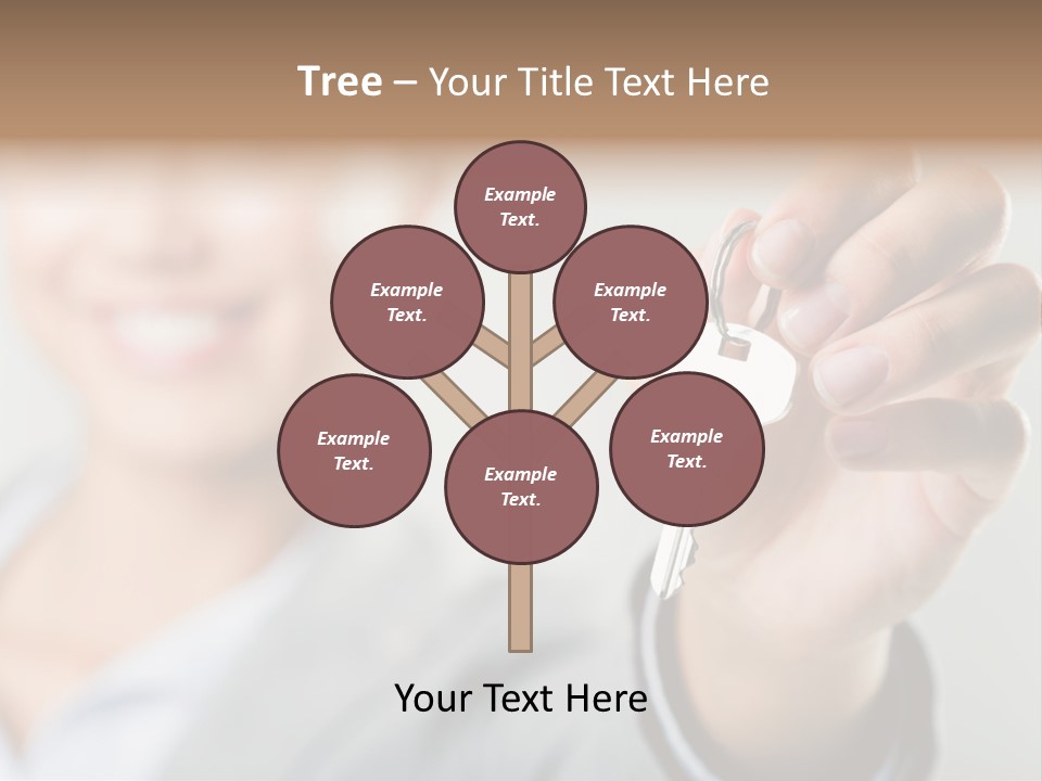 Photo Of Happy Woman├В??S Hand Holding New Key And Pointing It At Camera PowerPoint Template